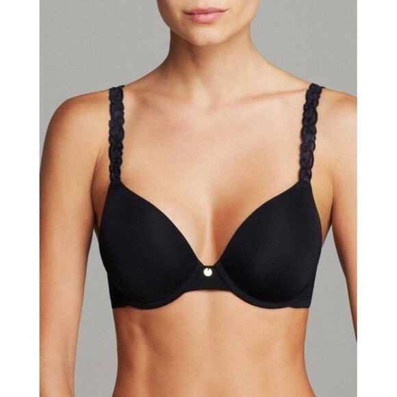 🆕NATORI Pure Luxe Full Underwire T-Shirt Bra 34G Black #732080 - Picture 1 of 11